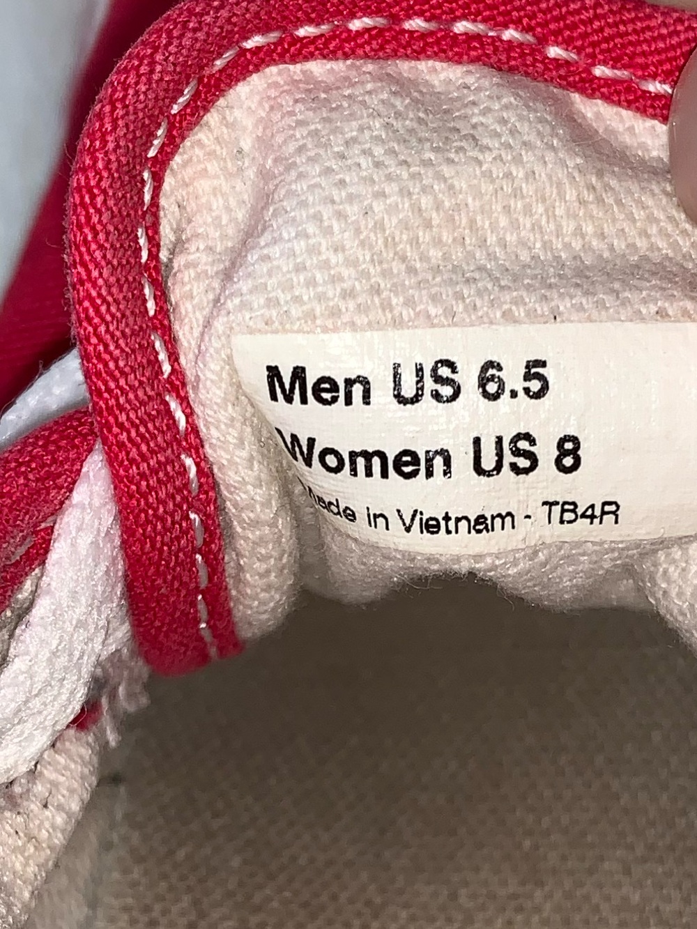 Vans Red Canvas Low-Top Sneakers with White Laces - Size Women 8 - Picture 6 of 6